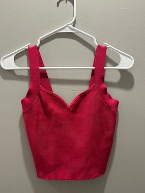 Abercrombie & Fitch Hot Pink Ribbed Sweetheart Crop Tank